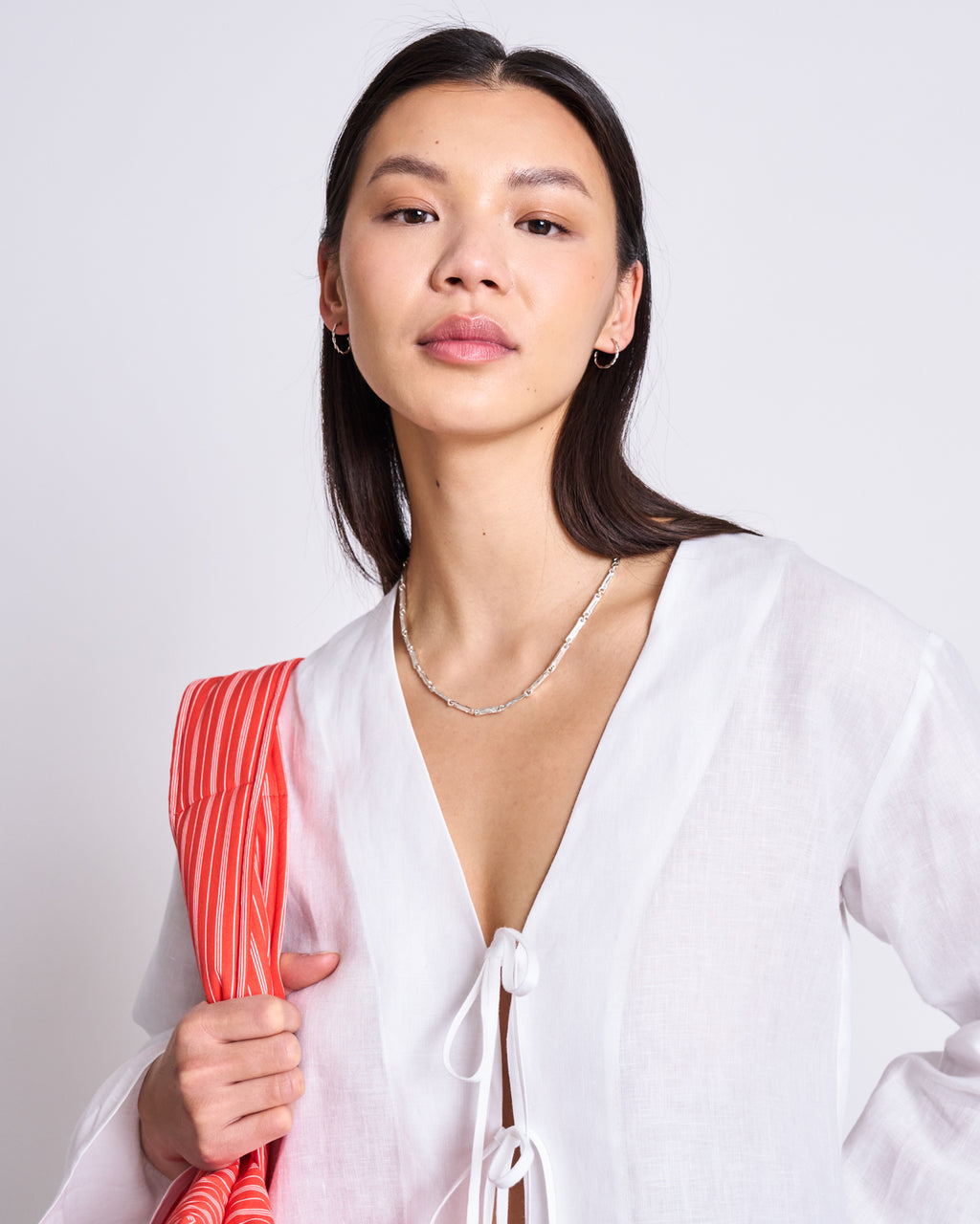 LINEN TIE BLOUSE SKAGEN WHITE Blouses jan-n-june 12