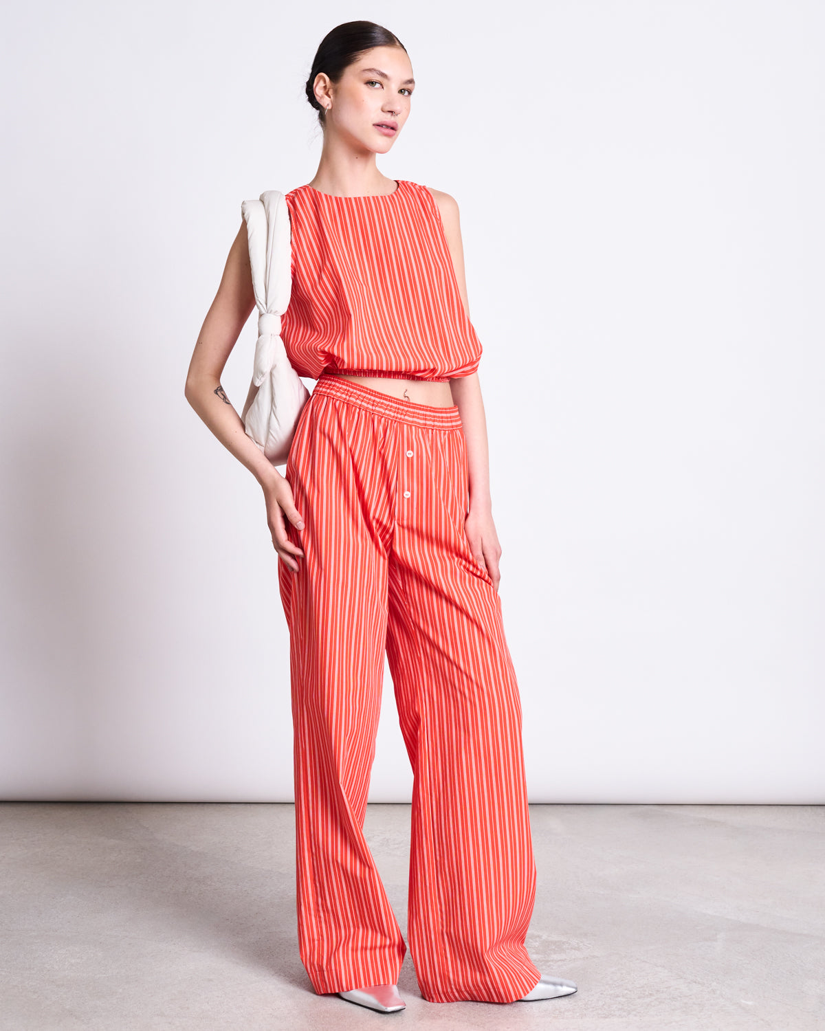 COTTON PANTS SOBY CHERRY RED WHITE STRIPED GOTS Pants jan-n-june 7