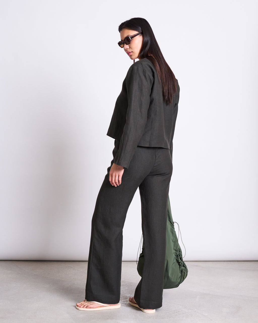 LINEN TIE BLOUSE SKAGEN DARK OLIVE Blouses jan-n-june 4