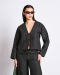 LINEN TIE BLOUSE SKAGEN DARK OLIVE Blouses jan-n-june 1