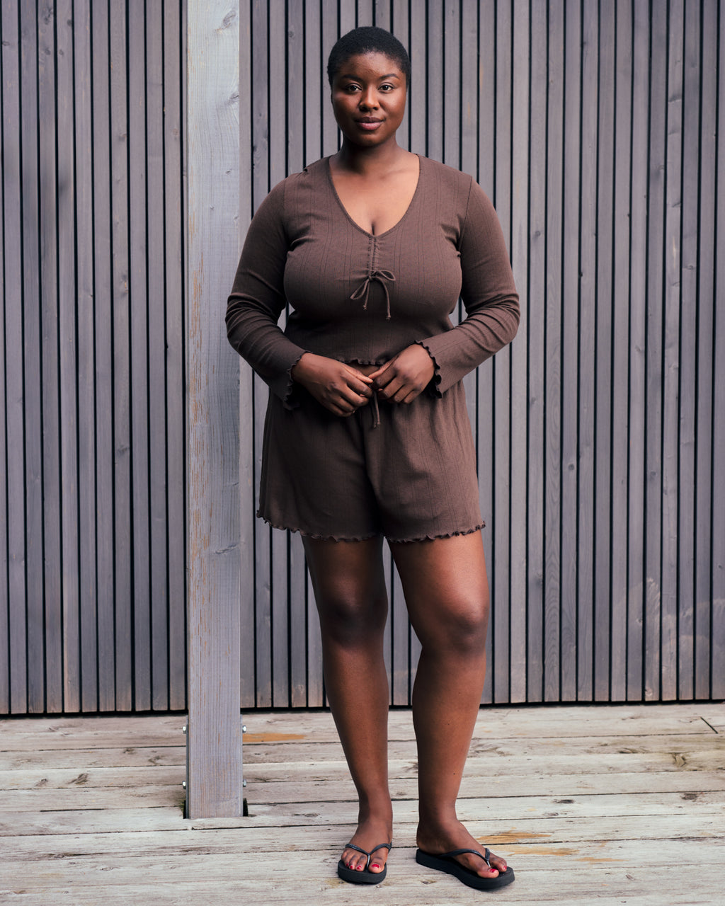POINTELLE PYJAMA SHORTS CHOCOLATE GOTS T-shirt jan-n-june 3