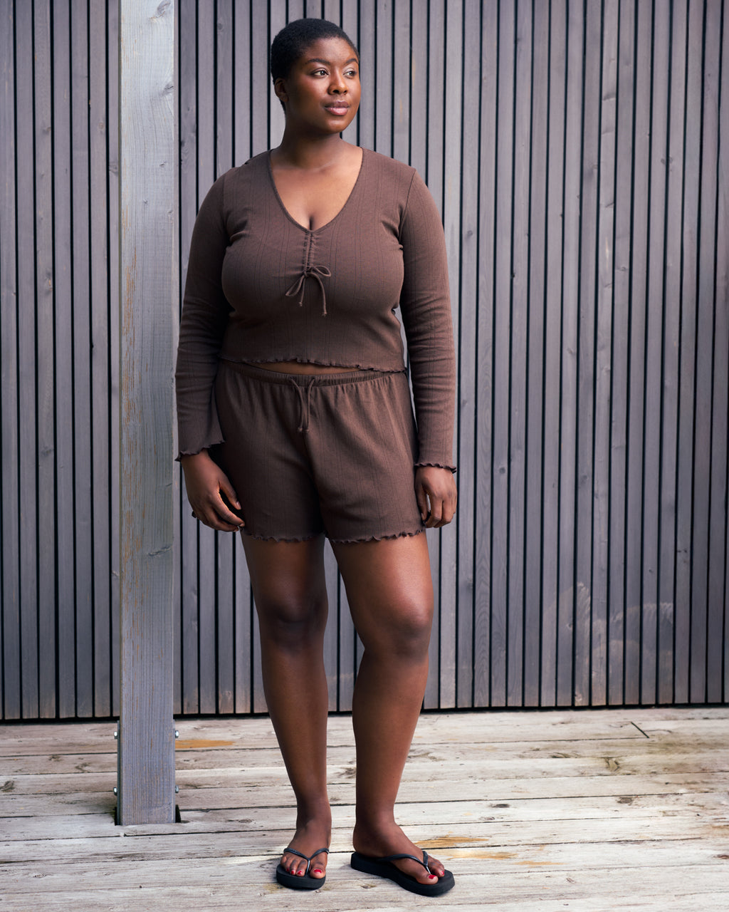 POINTELLE PYJAMA SHORTS CHOCOLATE GOTS T-shirt jan-n-june 4