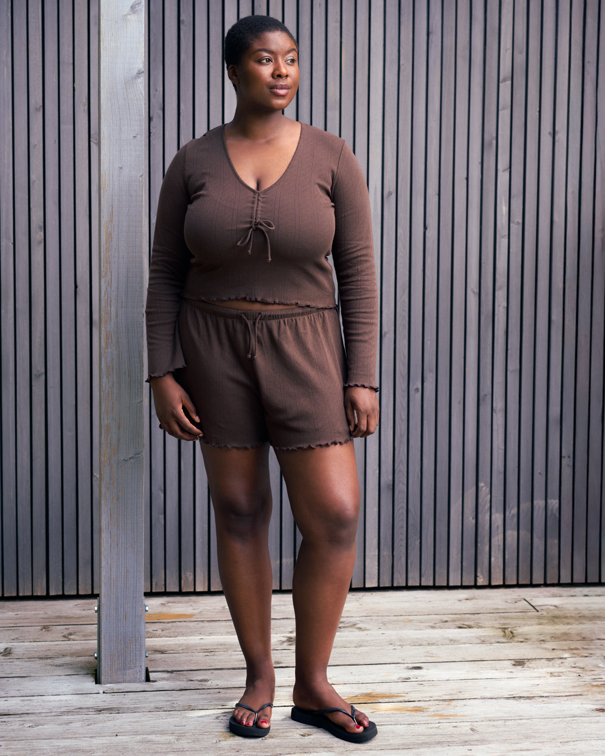 POINTELLE PYJAMA SHORTS CHOCOLATE GOTS T-shirt jan-n-june 4