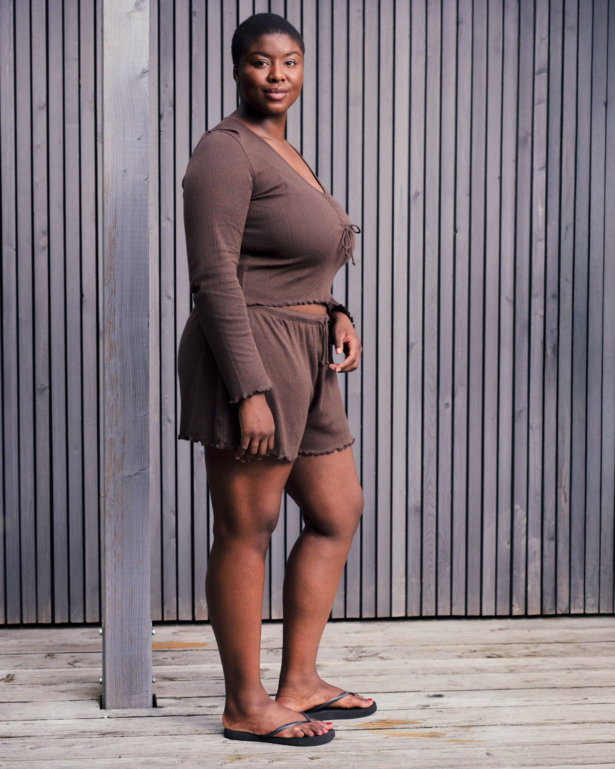 POINTELLE PYJAMA SHORTS CHOCOLATE GOTS T-shirt jan-n-june 5
