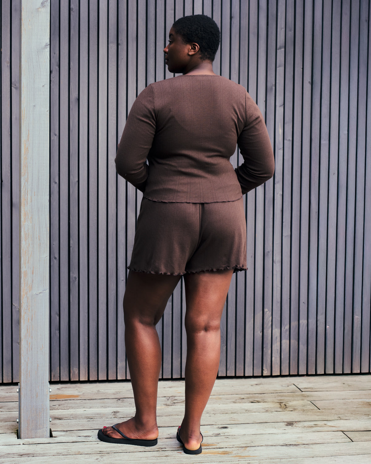 POINTELLE PYJAMA SHORTS CHOCOLATE GOTS T-shirt jan-n-june 6