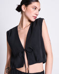 CRINKLE TIE TOP STROGET BLACK Tops jan-n-june 1