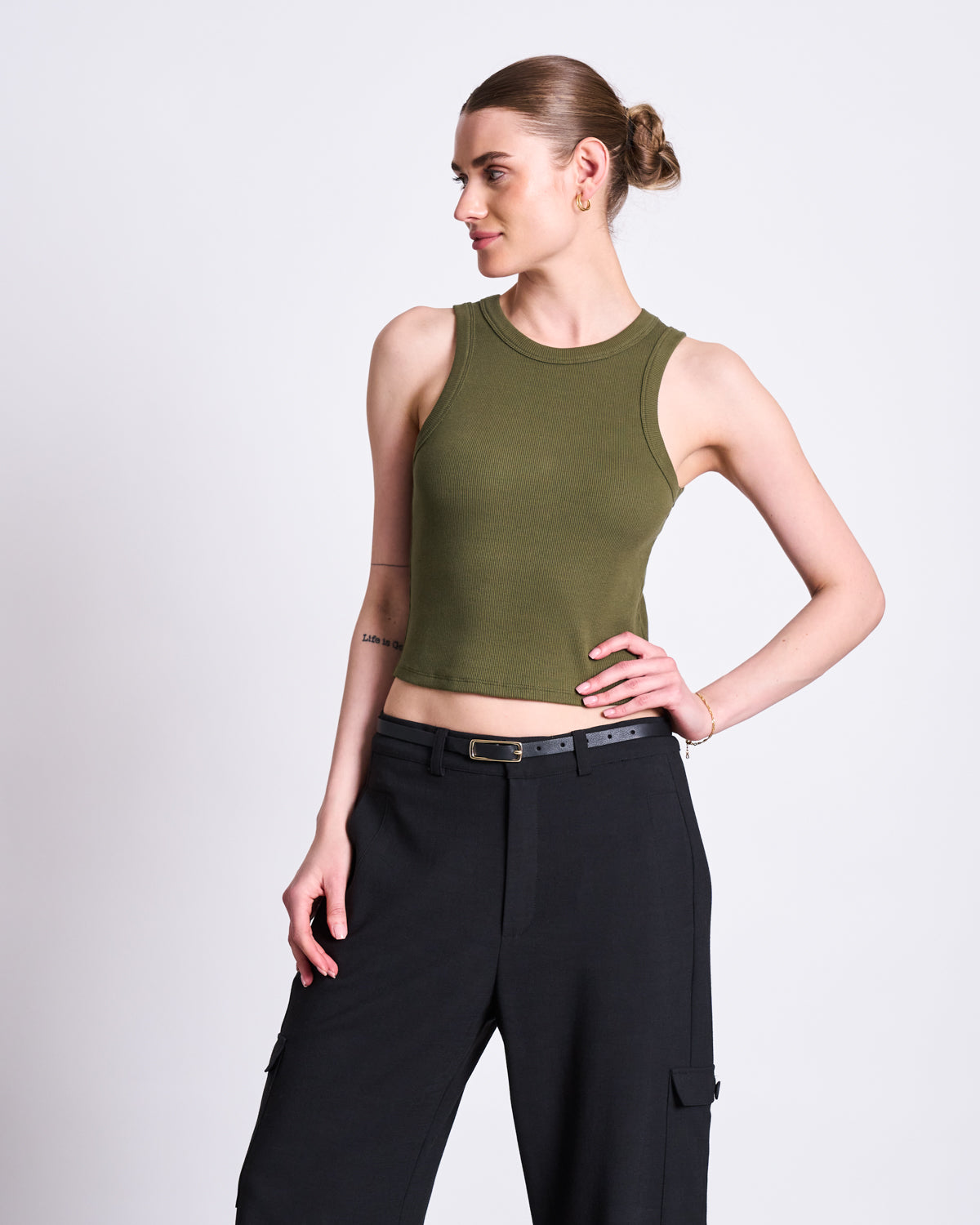 ORGANIC COTTON TANK TOP PORTO DARK OLIVE GOTS Tops jan-n-june 4