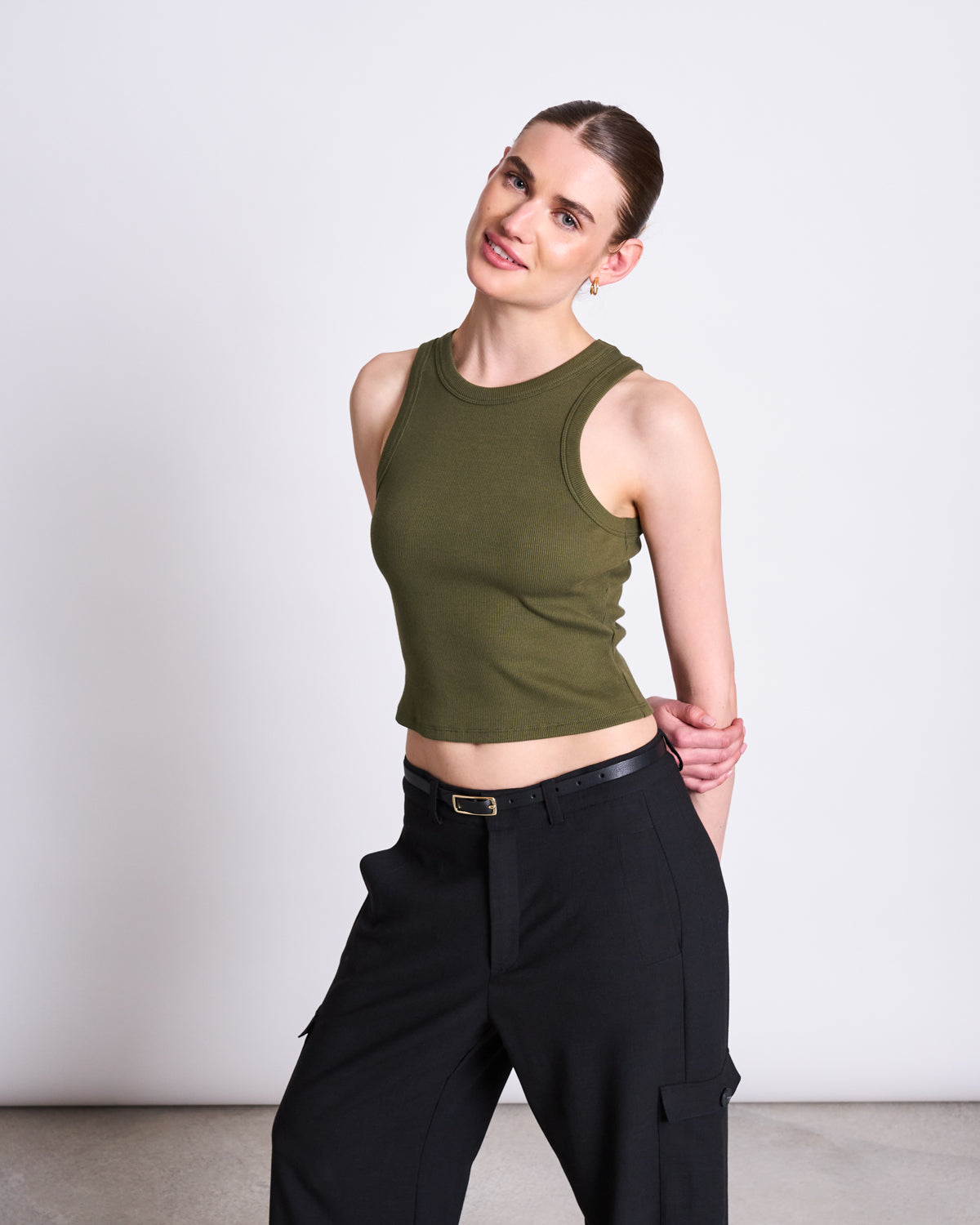 ORGANIC COTTON TANK TOP PORTO DARK OLIVE GOTS Tops jan-n-june 5