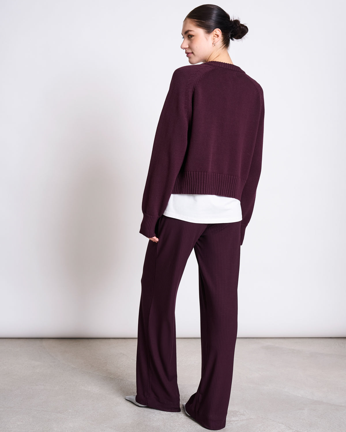 RELAXED CREWNECK CARDIGAN SIVIA CHERRY LACQUER GOTS Cardigan jan-n-june 2