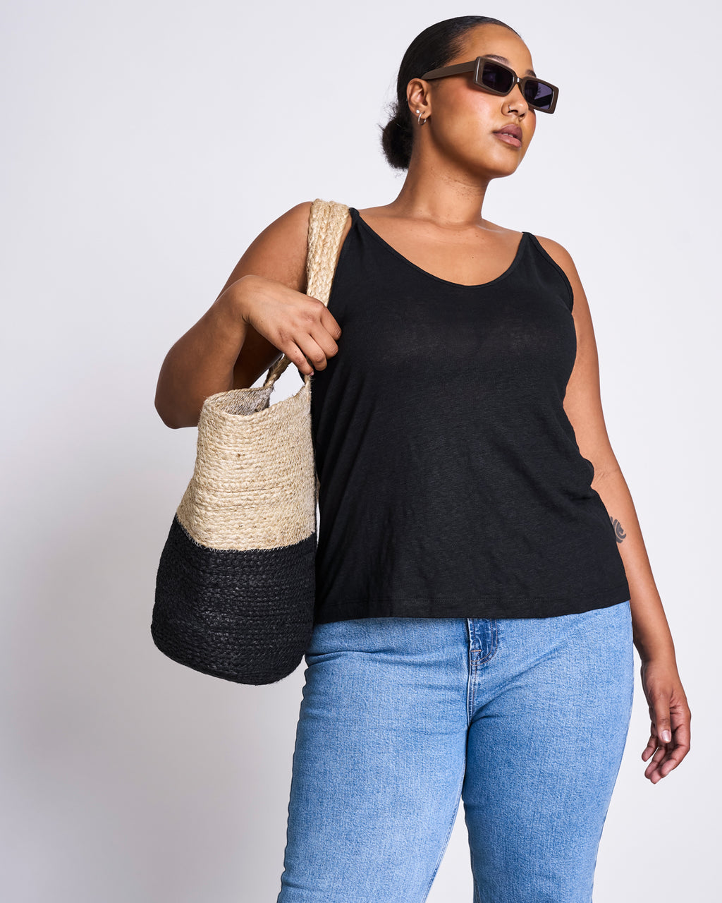 SHOPPING BASKET JUTE BLACK jan-n-june 2