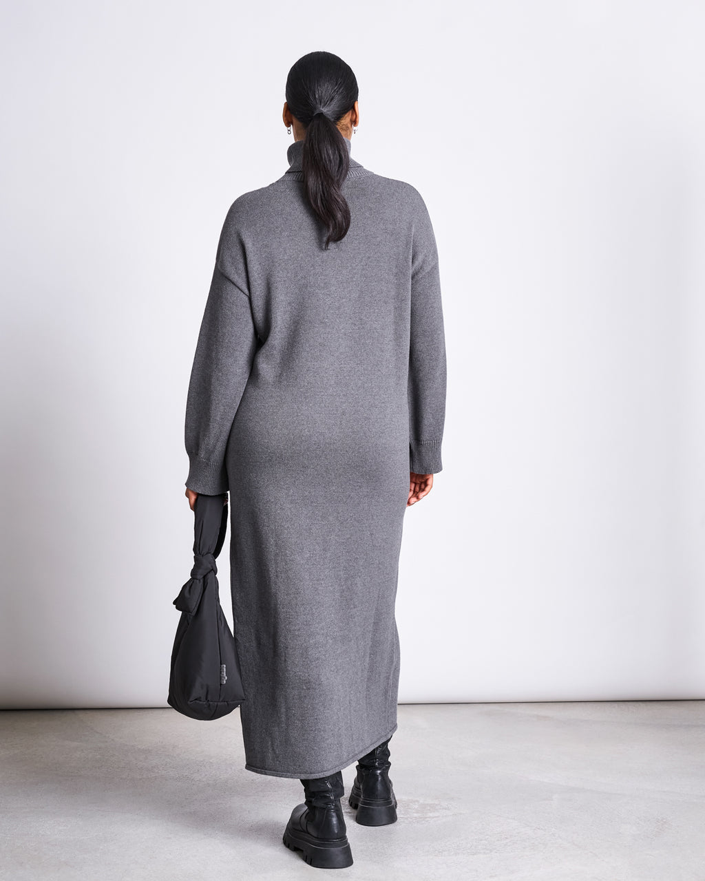 MIDI KNIT DRESS INARI DARK GREY GOTS Knit Dress jan-n-june 4