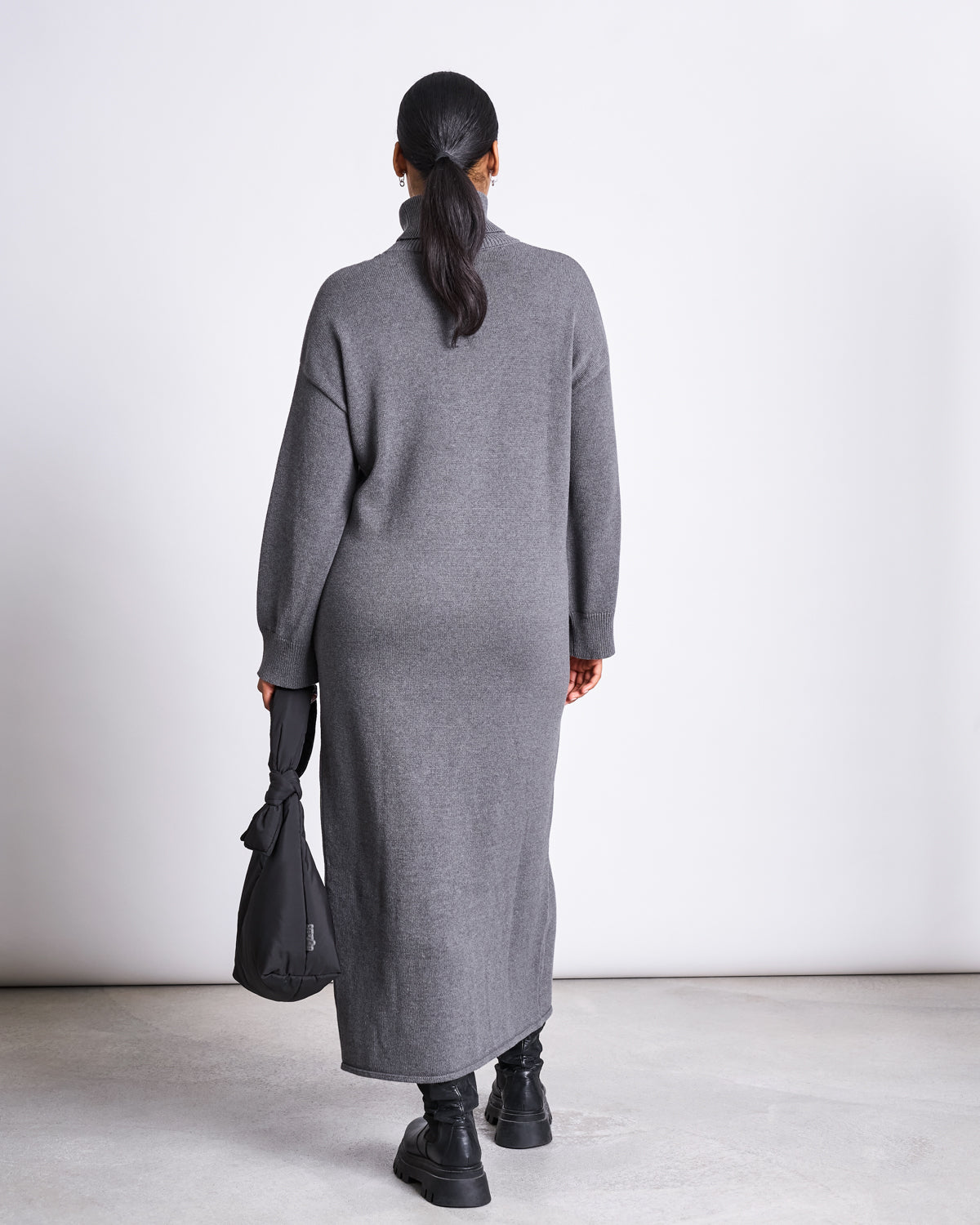 MIDI KNIT DRESS INARI DARK GREY GOTS Knit Dress jan-n-june 4