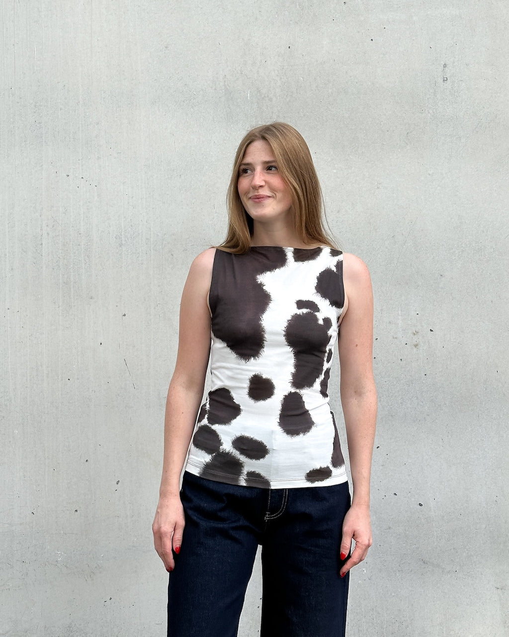 BOAT NECK TOP FELIS COW PRINT GOTS T-shirt jan-n-june 1