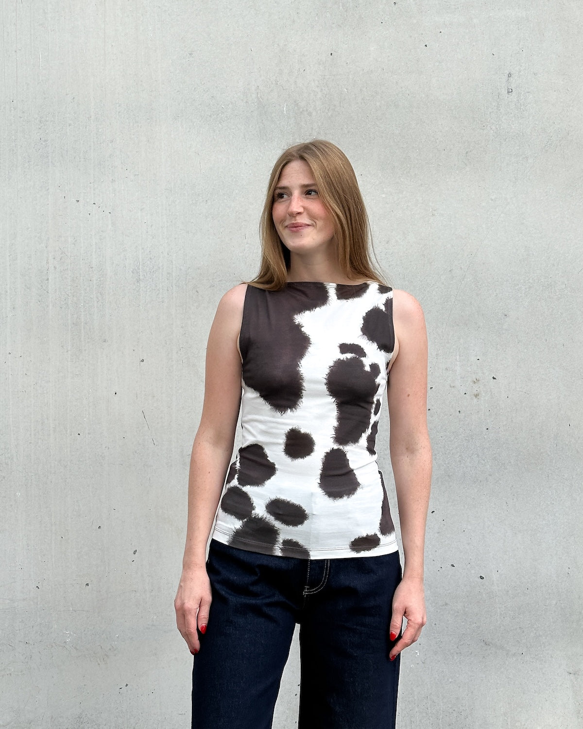 BOAT NECK TOP FELIS COW PRINT GOTS T-shirt jan-n-june 1