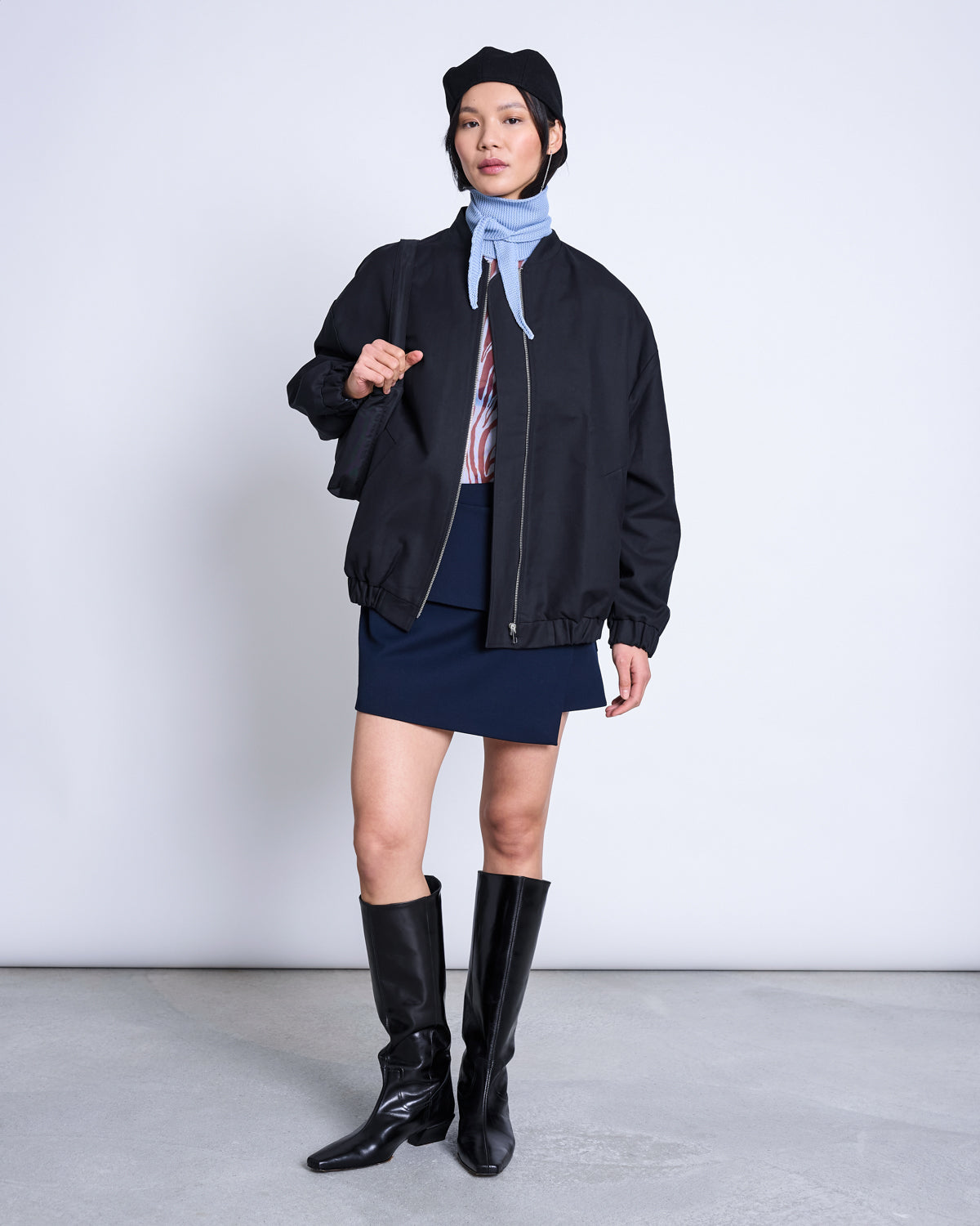 COTTON KNIT SCARF LEAENA MID BLUE GOTS Accessories jan-n-june 3