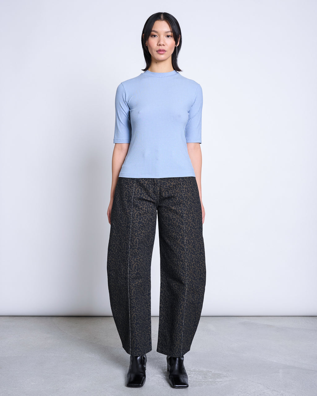 TENCEL™ LYOCELL RIB T-SHIRT NINA MID BLUE T-shirt jan-n-june 3
