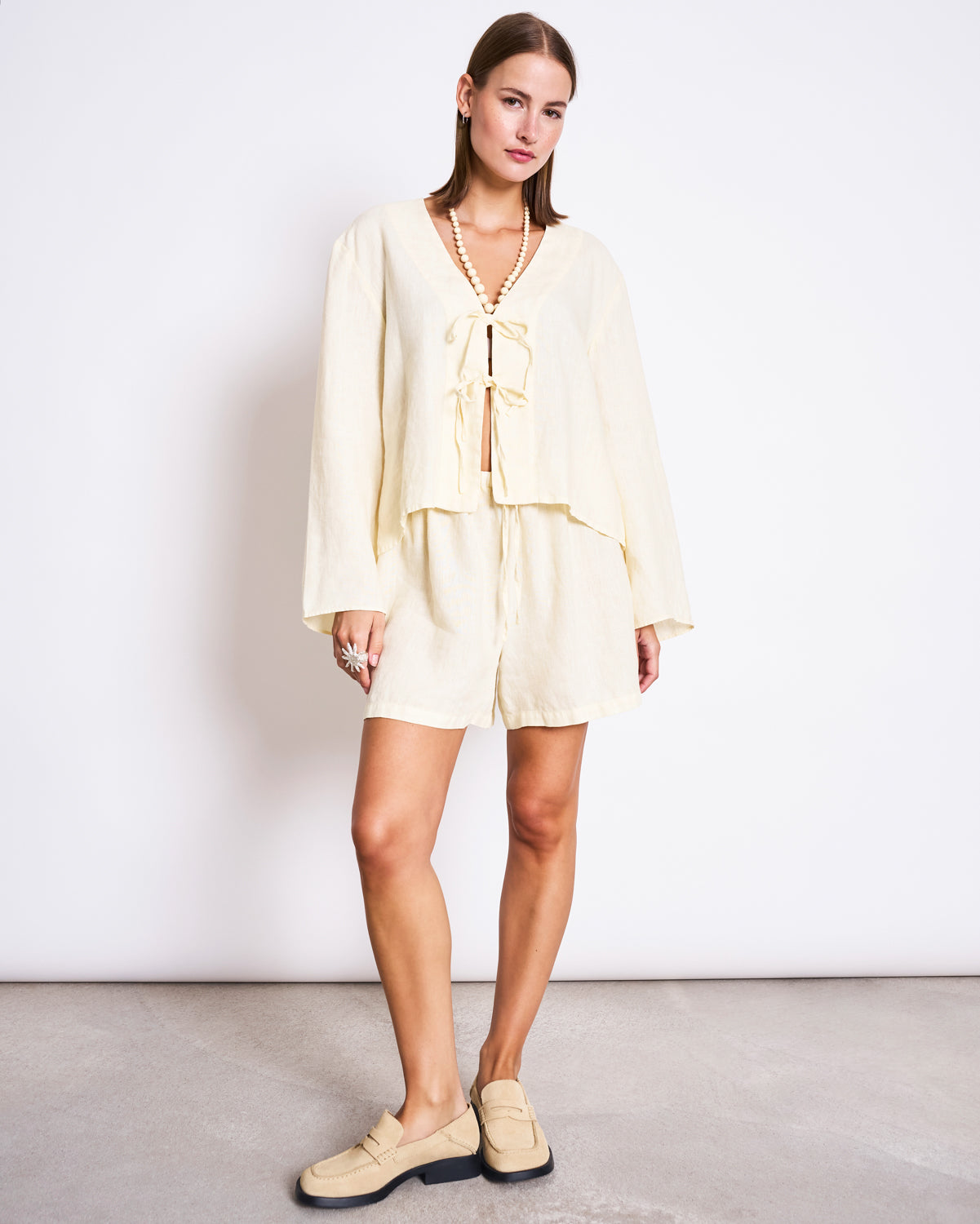 LINEN TIE BLOUSE SKAGEN BUTTERMILK Blouse jan-n-june 1