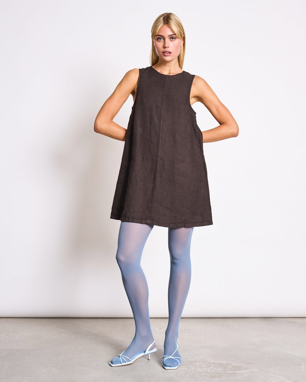 LINEN MINI DRESS SALVIA MUD Dress jan-n-june 2