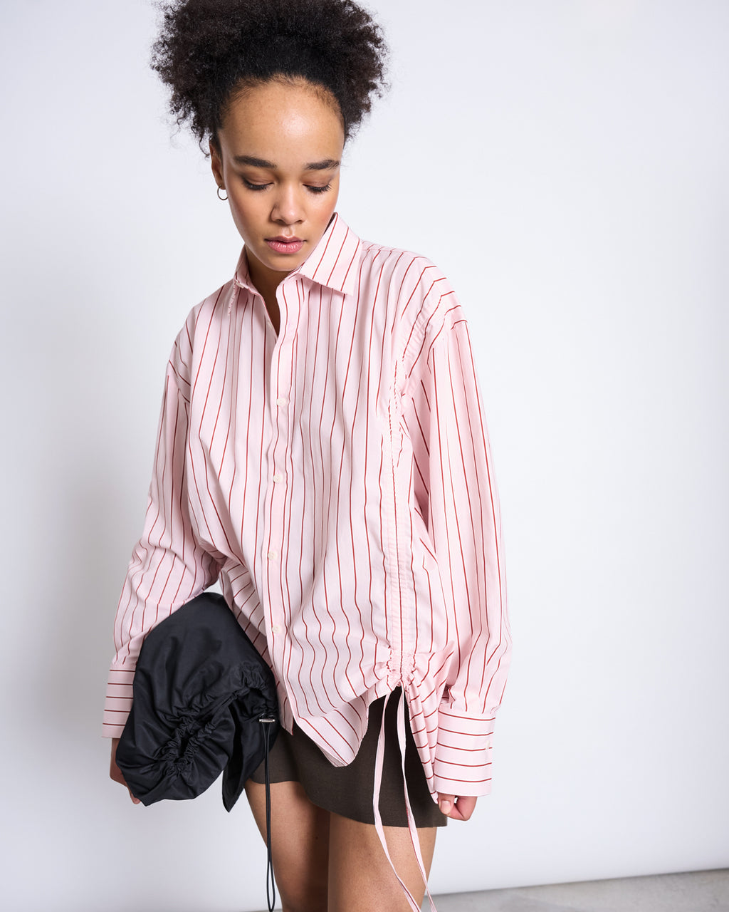 GATHERED SHIRT ZIBA PALE PINK STRIPED GOTS Blouse jan-n-june 3