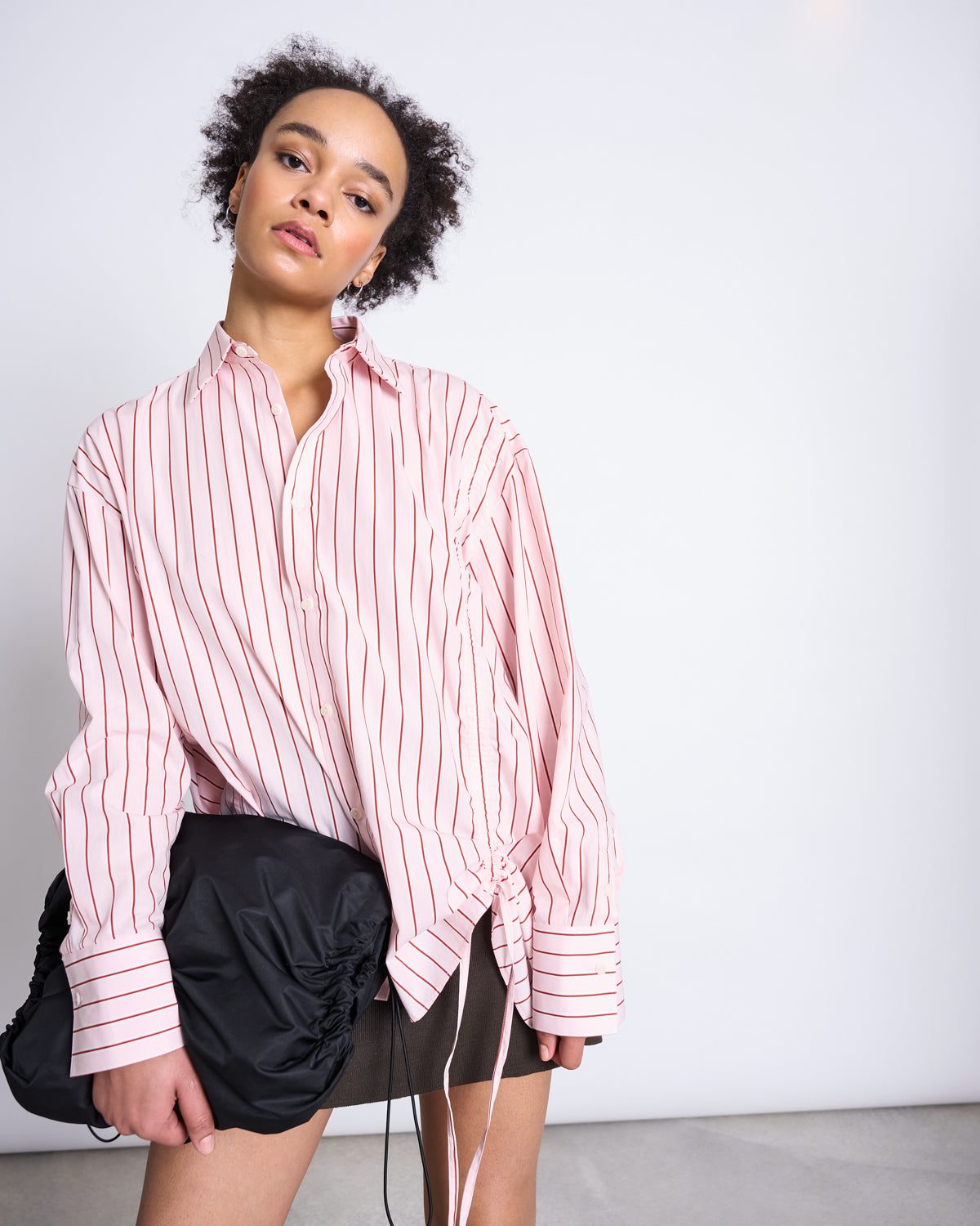 GATHERED SHIRT ZIBA PALE PINK STRIPED GOTS Blouse jan-n-june 2