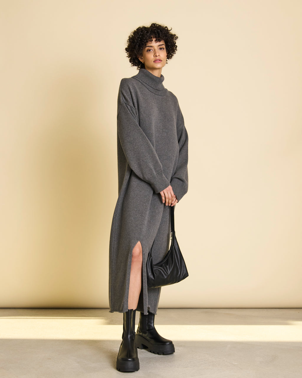 MIDI KNIT DRESS INARI DARK GREY GOTS Knit Dress jan-n-june 6
