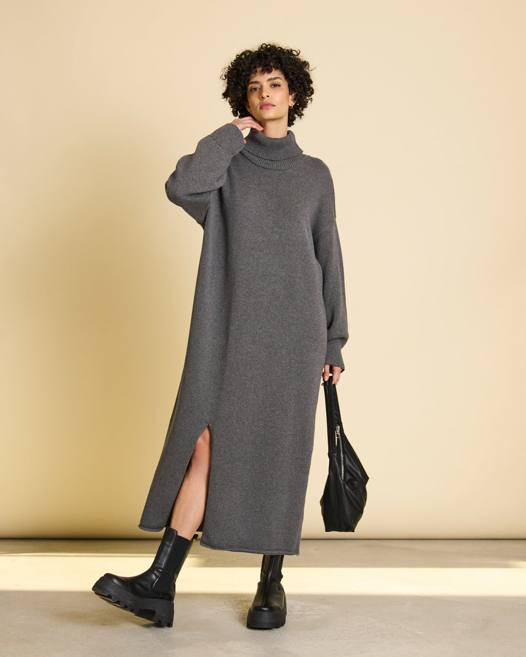 MIDI KNIT DRESS INARI DARK GREY GOTS Knit Dress jan-n-june 7